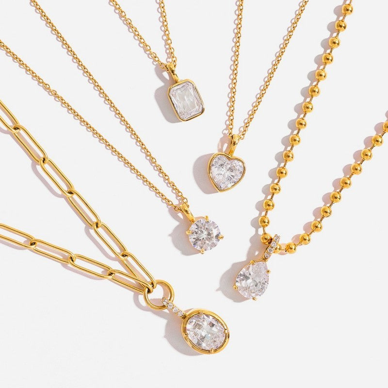 18K STAINLESS STEEL TARNISH FREE SQUARE NECKLACE | 40NK9675