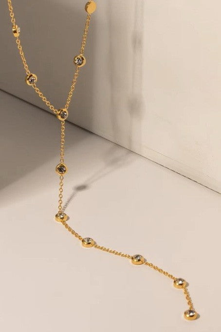 18K STAINLESS STEEL TARNISH FREE Y NECKLACE | 40NK9676