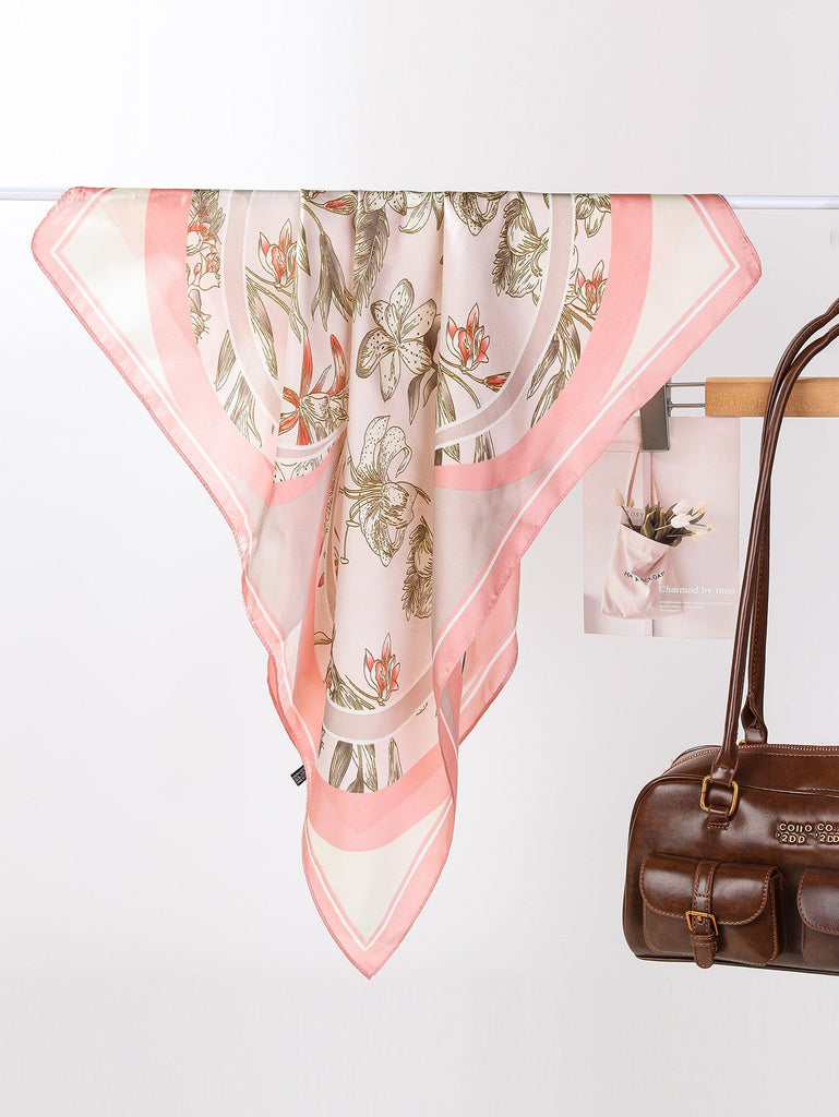 Lilies & Wildflowers Silk-Feel Scarf | 40SC708