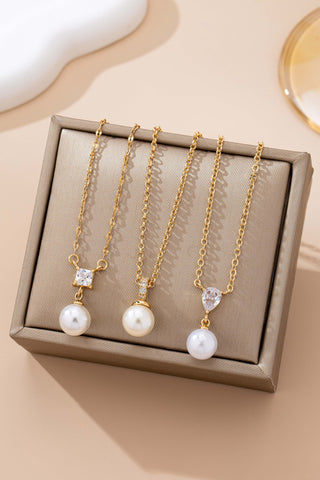 Classic CZ Crystal & Pearl Pendant Necklace | 80N92872