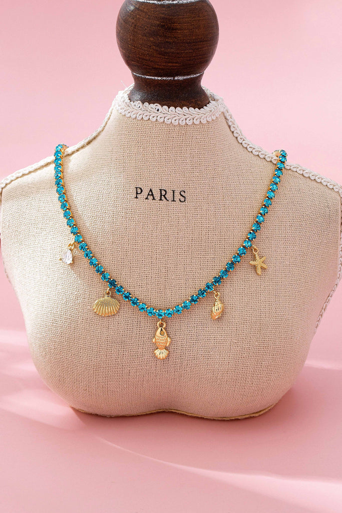 Glass Crystal Tennis Charms Necklace | 80N92887