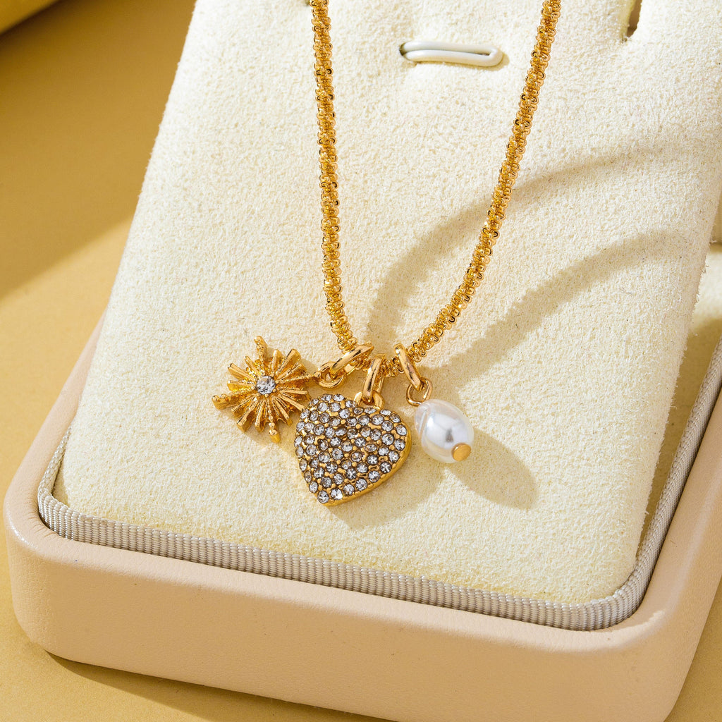Celestial Heart & Pearl Charm Necklace | 80N93235