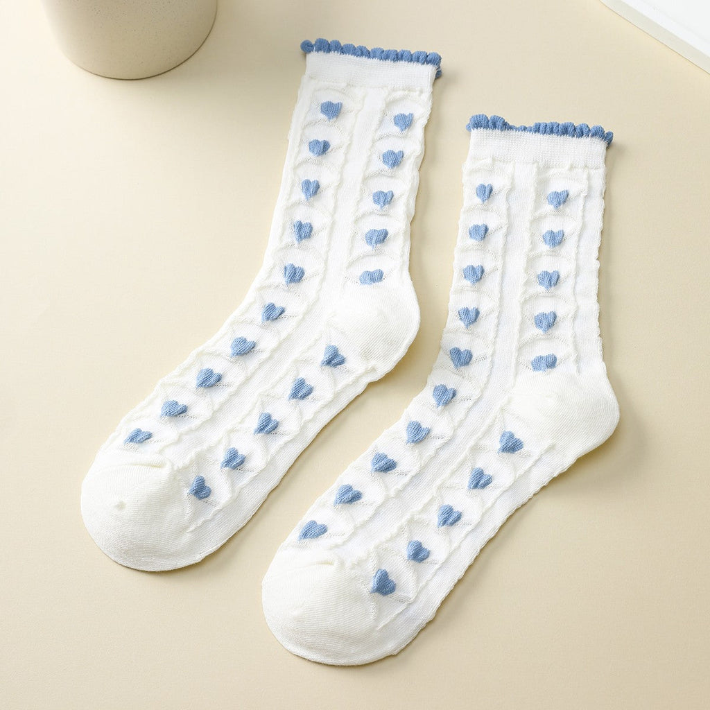 Woman Embroidered Texture Crew Sock | 40S02085