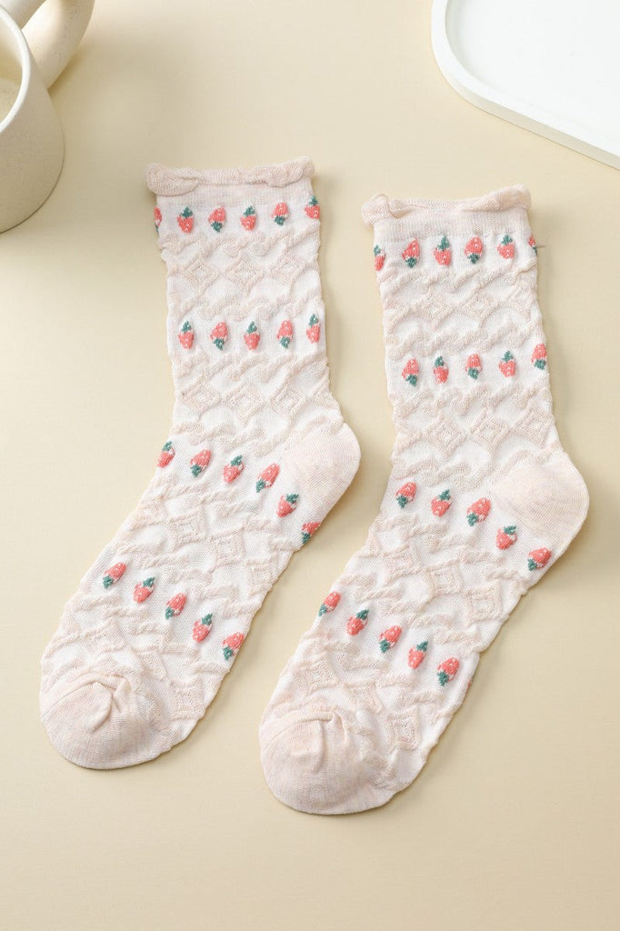 Strawberry-Theme Crew Sock | 40S02086