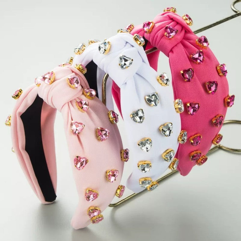 Heart Crystal Embellished Knot Headband | 40HB195