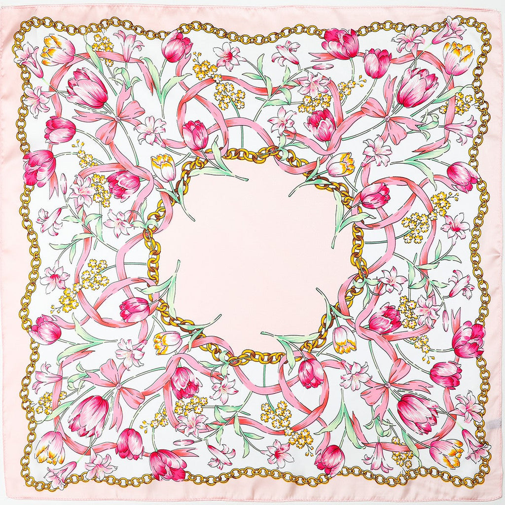 Floral Chain Print Silk-Finish Scarf | 40SC709