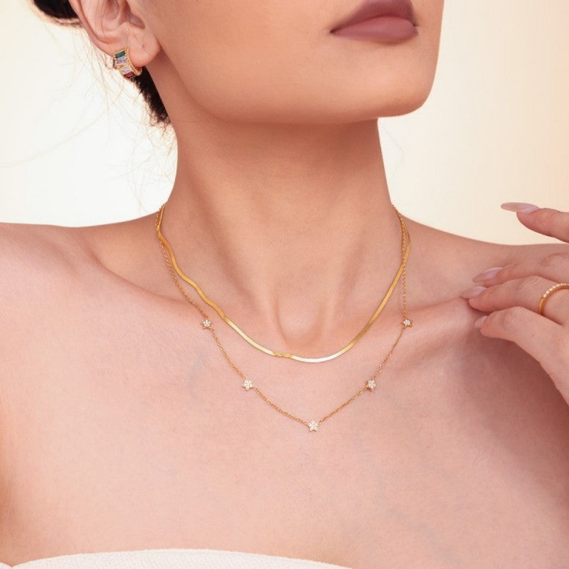 18K STAINLESS STEEL TARNISH FREE LAYERED NECKLACE | 40NK9686