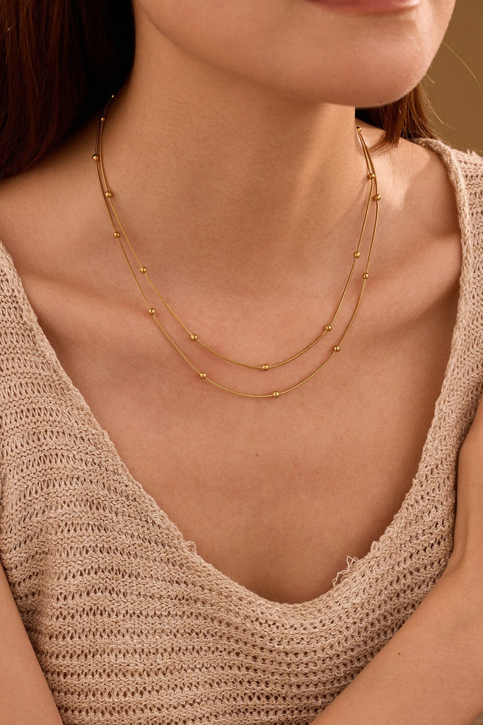18K STAINLESS STEEL TARNISH FREE LAYERED NECKLACE | 40NK9684