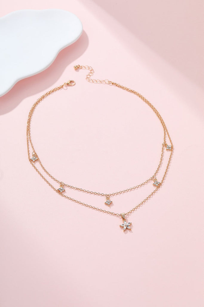 Crystal Star & Floral Layered Necklace Set | 40NK9687