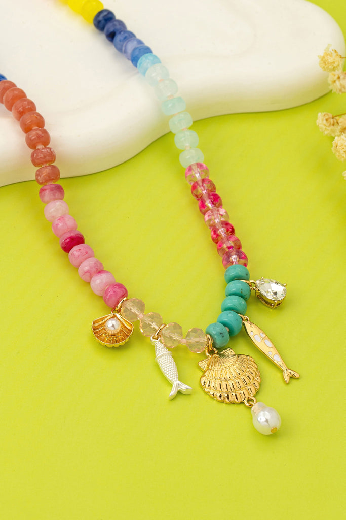 Nautical Multi-Color Beaded Charm Necklace | 80N92901