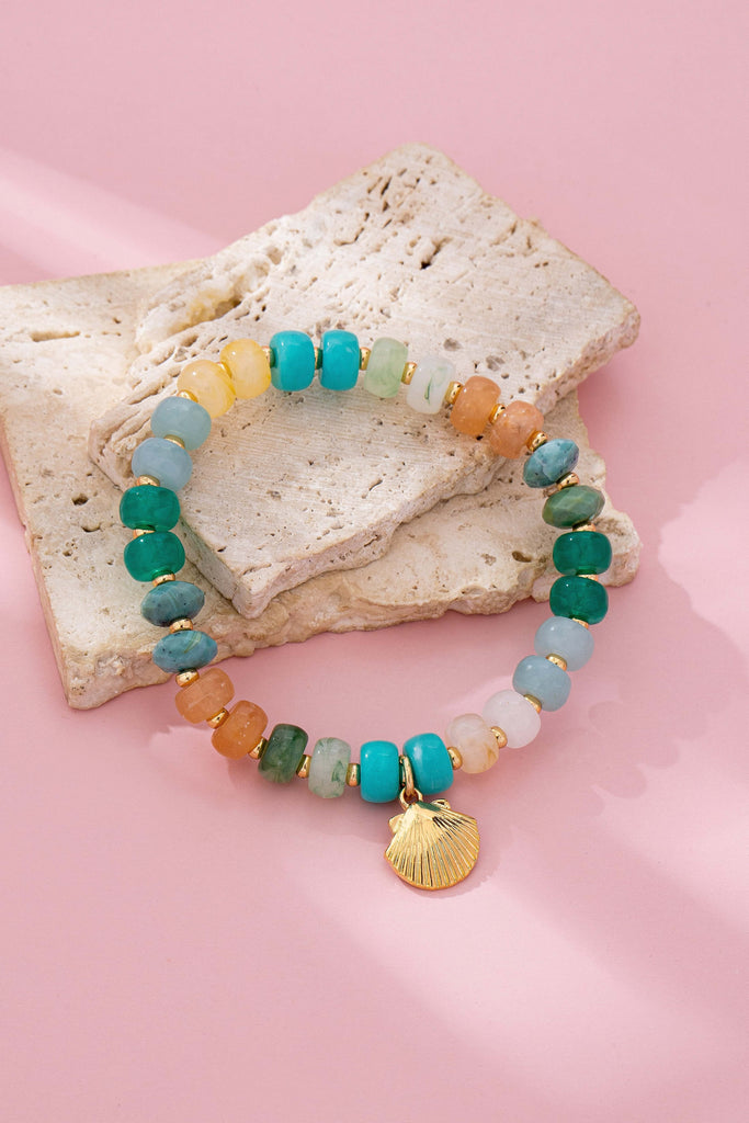 Earth Tone Beaded Shell Bracelet | 80B1698