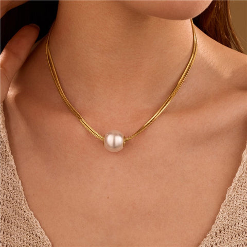 STAINLESS STEEL NON-TARNISH PEARL NECKLACE | 40NK9689