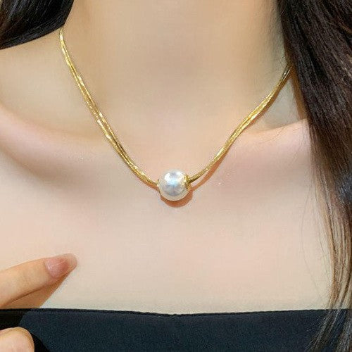 STAINLESS STEEL NON-TARNISH PEARL NECKLACE | 40NK9689