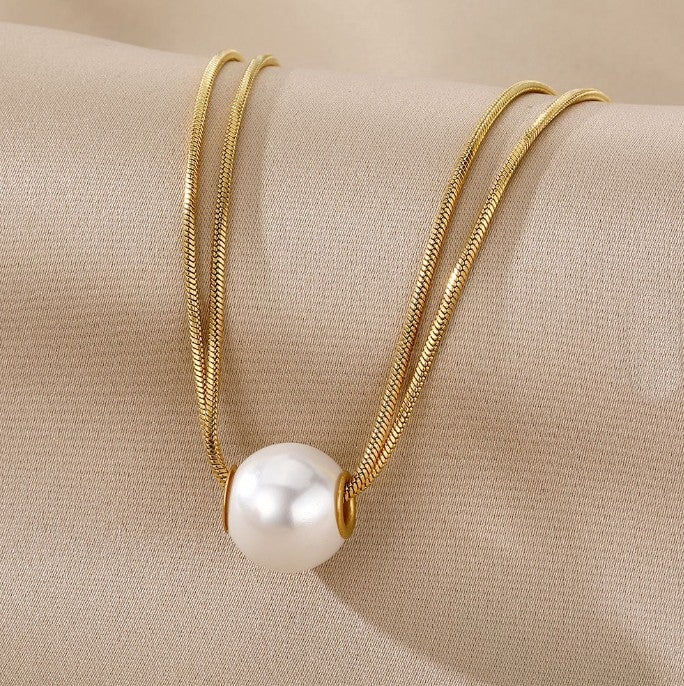 STAINLESS STEEL NON-TARNISH PEARL NECKLACE | 40NK9689