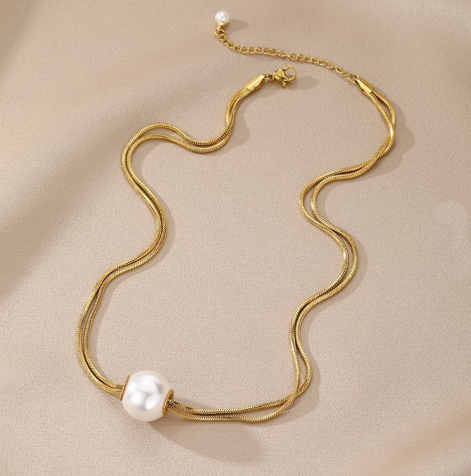 STAINLESS STEEL NON-TARNISH PEARL NECKLACE | 40NK9689