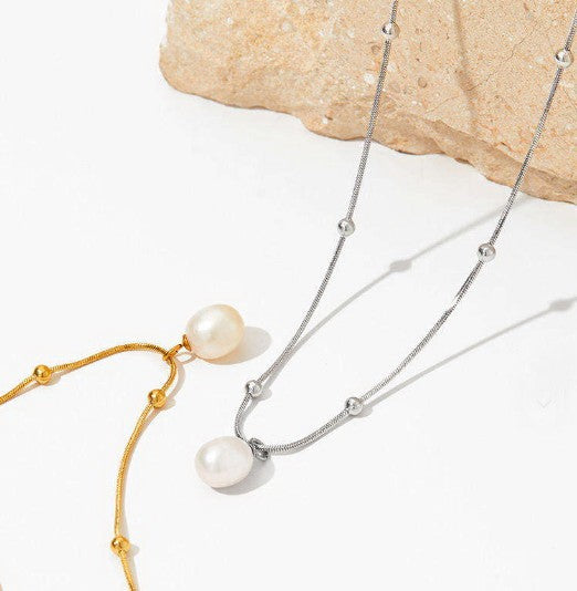 18K STAINLESS STEEL TARNISH FREE PEARL NECKLACE | 40NK9690