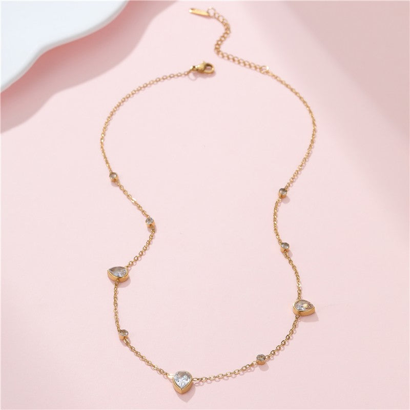 18K STAINLESS STEEL TARNISH FREE CZ NECKLACE | 40NK9693