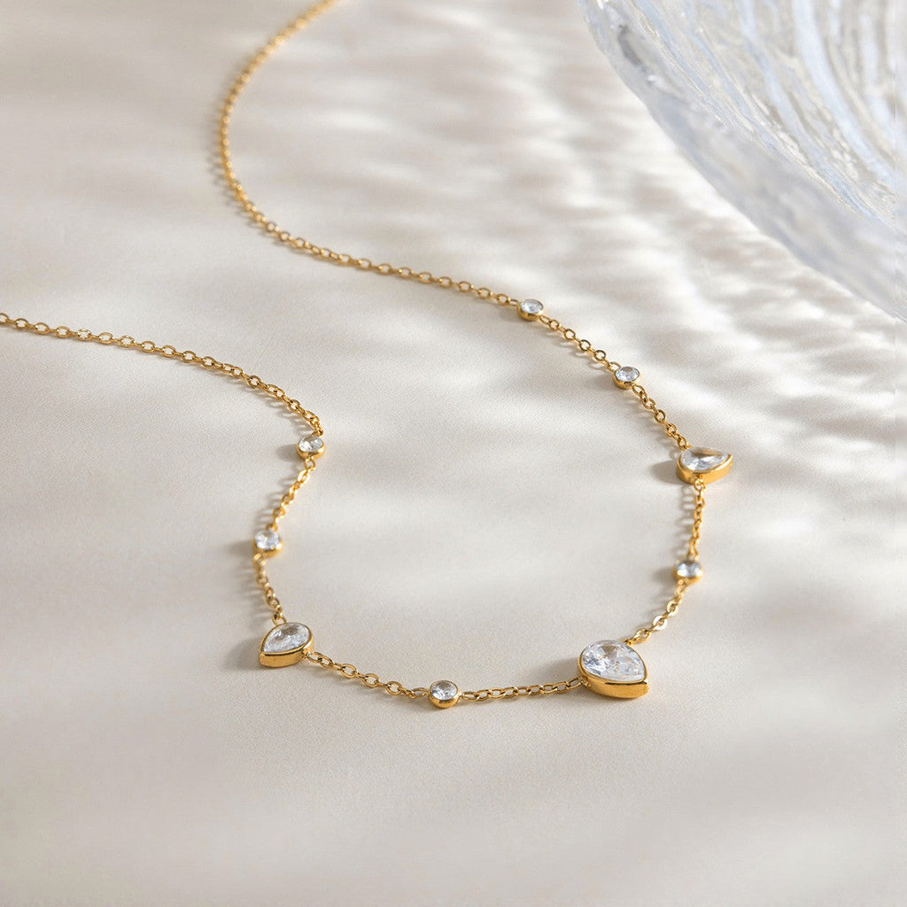 18K STAINLESS STEEL TARNISH FREE CZ NECKLACE | 40NK9693