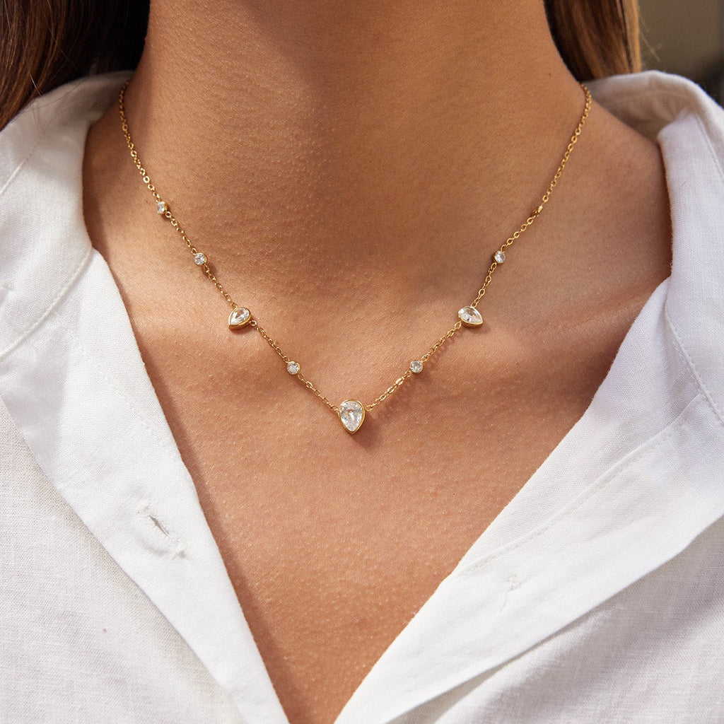18K STAINLESS STEEL TARNISH FREE CZ NECKLACE | 40NK9693