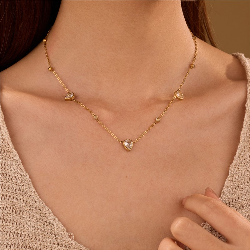 18K STAINLESS STEEL TARNISH FREE CZ NECKLACE | 40NK9693