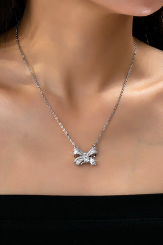 Sparkling Crystal Bow Pendant Necklace | 80N92845