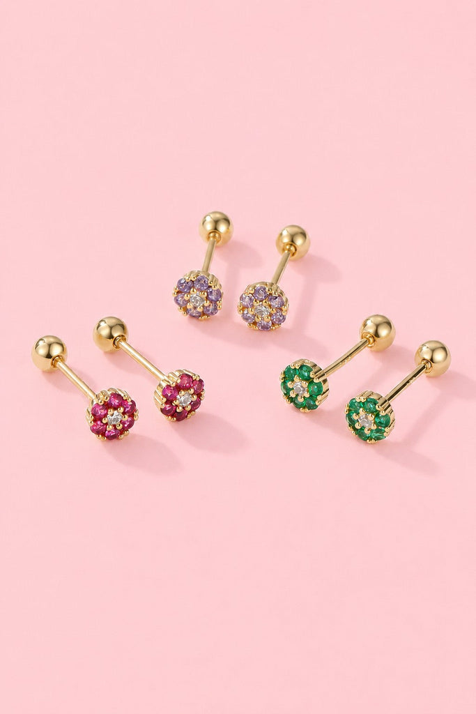 Colorful Crystal Flower Stud Earrings | 40E492