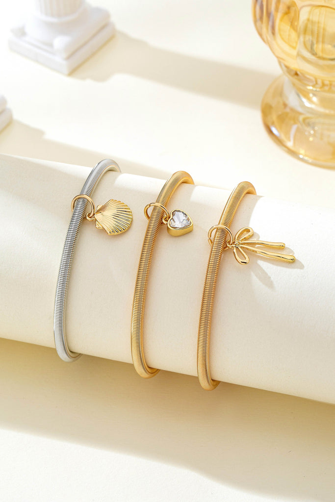 Mixed-Metal Coil Bracelet  with Charm Set | 80B1710