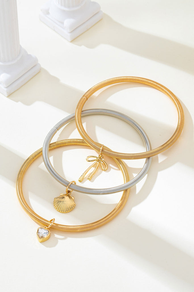 Mixed-Metal Coil Bracelet  with Charm Set | 80B1710