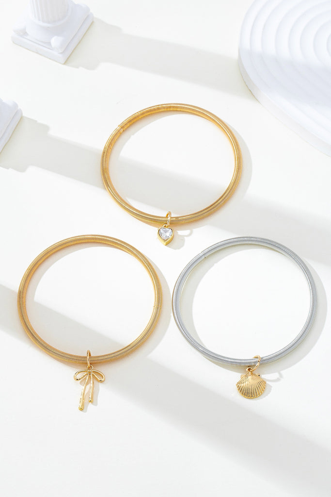 Mixed-Metal Coil Bracelet  with Charm Set | 80B1710