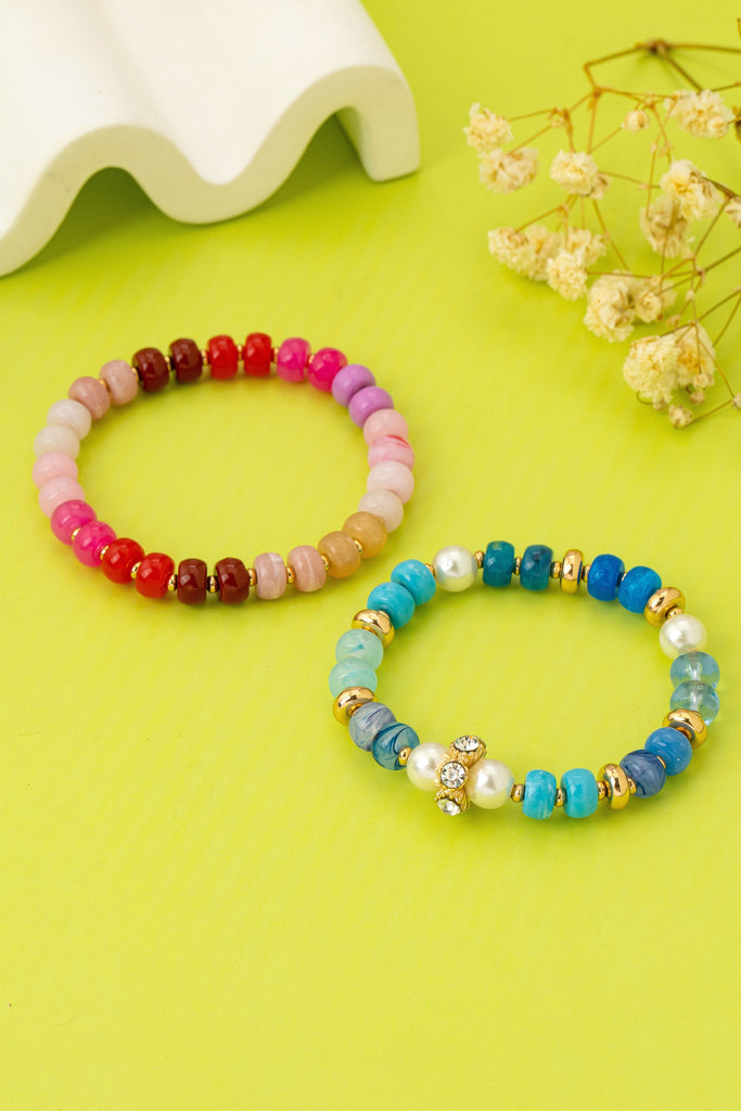 Multicolor Pastel Bead Bracelet Set | 80B1724