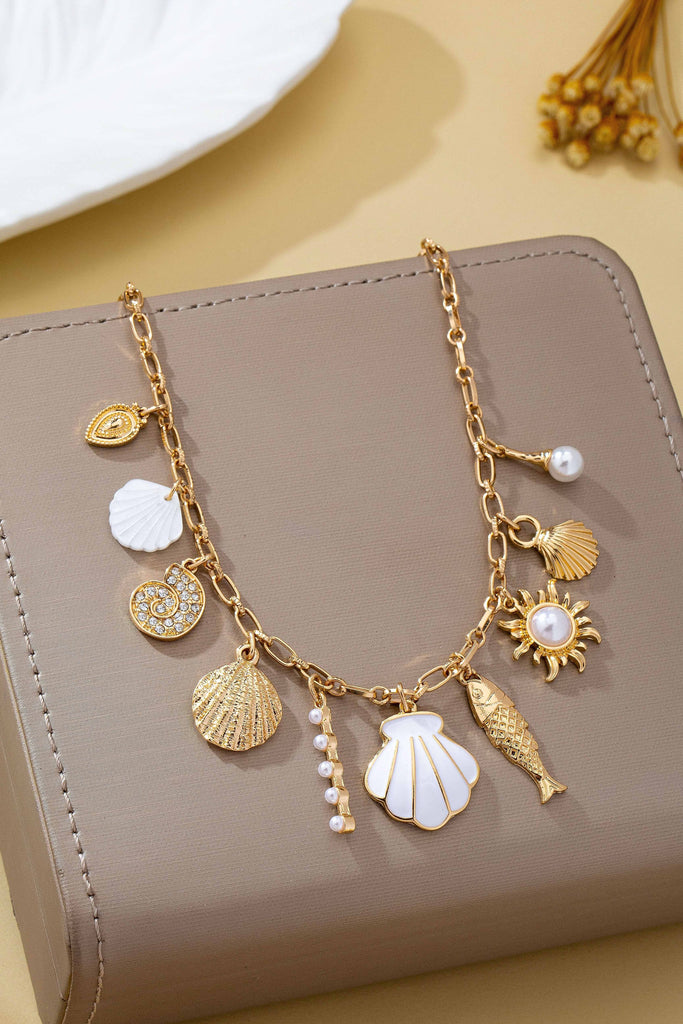 Charm Necklace-Ocean Seashell Fish Pearl | 80N92949