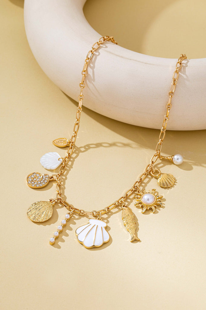 Charm Necklace-Ocean Seashell Fish Pearl | 80N92949
