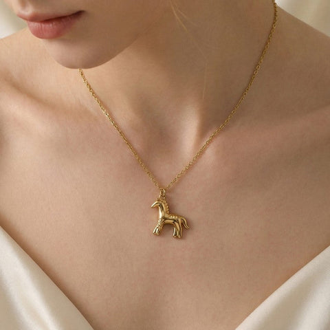 18K STAINLESS STEEL TARNISH FREE HORSE NECKLACE | 40NK9697