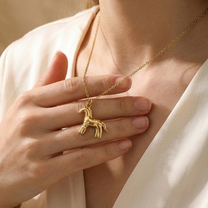 18K STAINLESS STEEL TARNISH FREE HORSE NECKLACE | 40NK9697