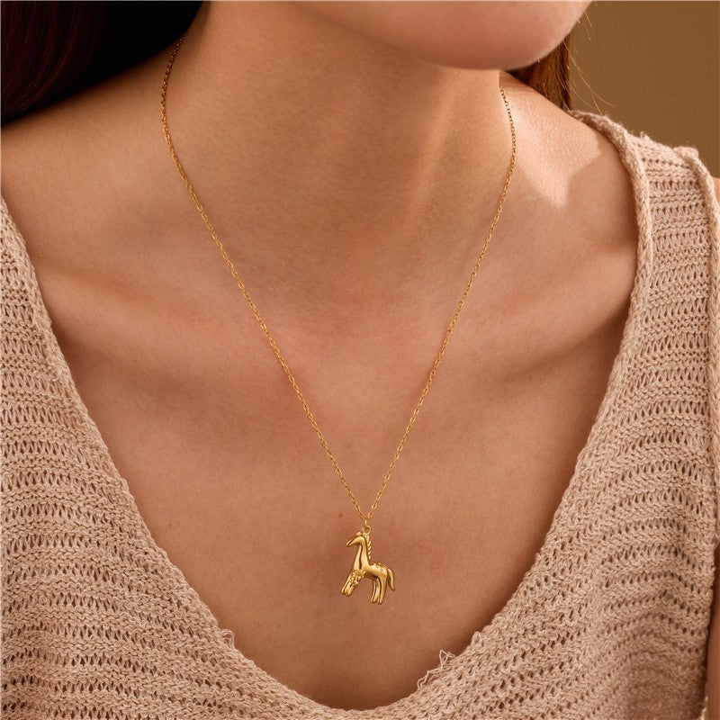 18K STAINLESS STEEL TARNISH FREE HORSE NECKLACE | 40NK9697
