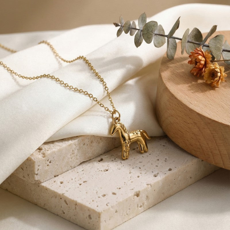 18K STAINLESS STEEL TARNISH FREE HORSE NECKLACE | 40NK9697