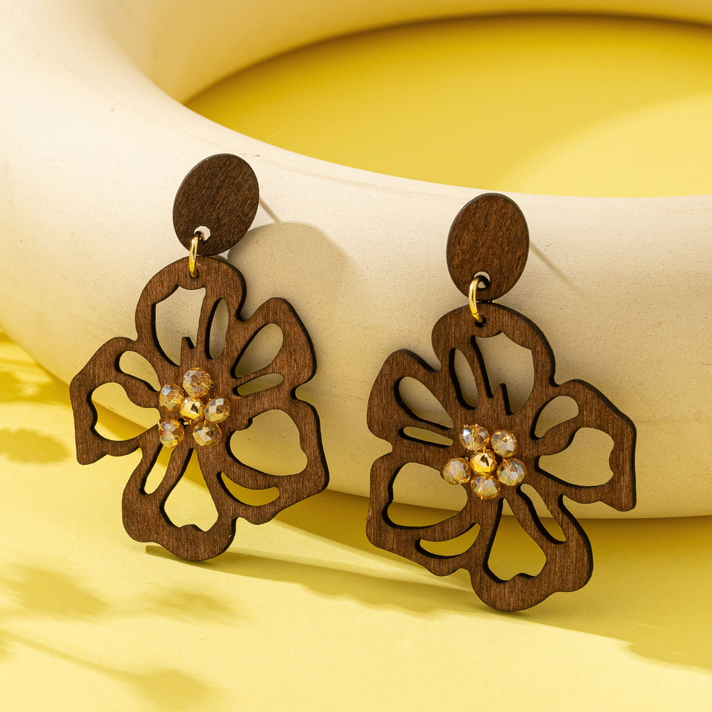 Wooden Floral Drop Earrings | 80E62153