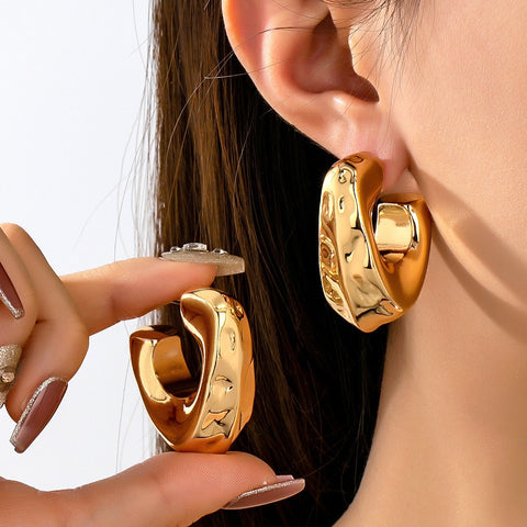 Hammered Gold-Tone Statement Hoops | 80E62156