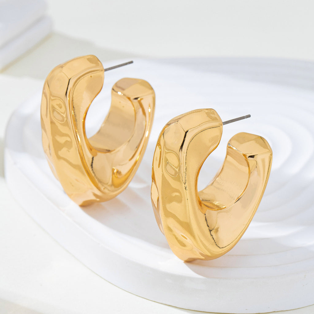 Hammered Gold-Tone Statement Hoops | 80E62156