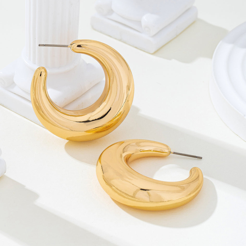 Tapered Gold-Tone Crescent Hoop Earrings | 80E62157