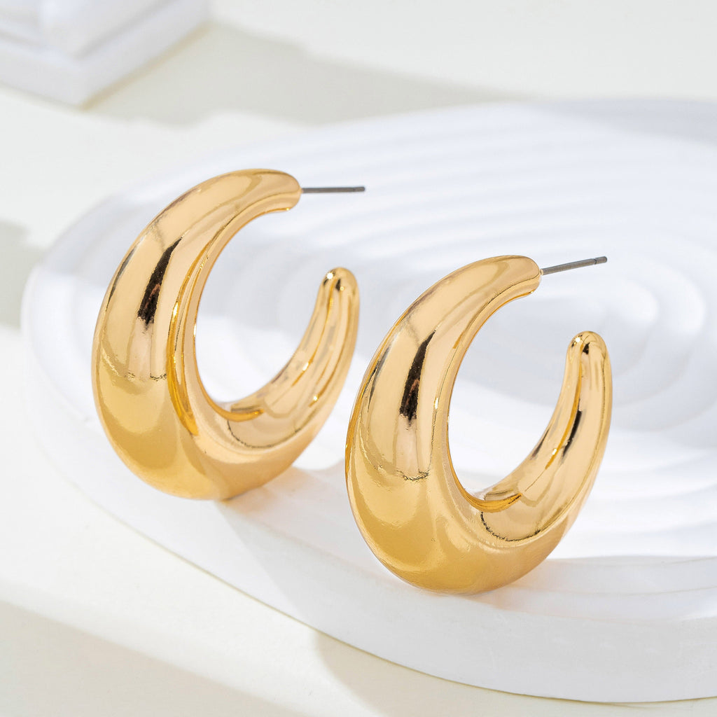 Tapered Gold-Tone Crescent Hoop Earrings | 80E62157
