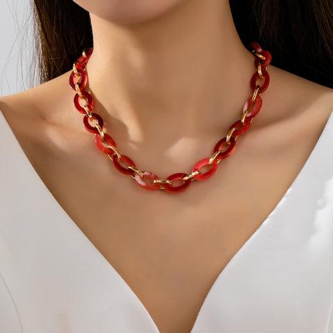 Chunky Bold Resin Link Necklace | 80N92983