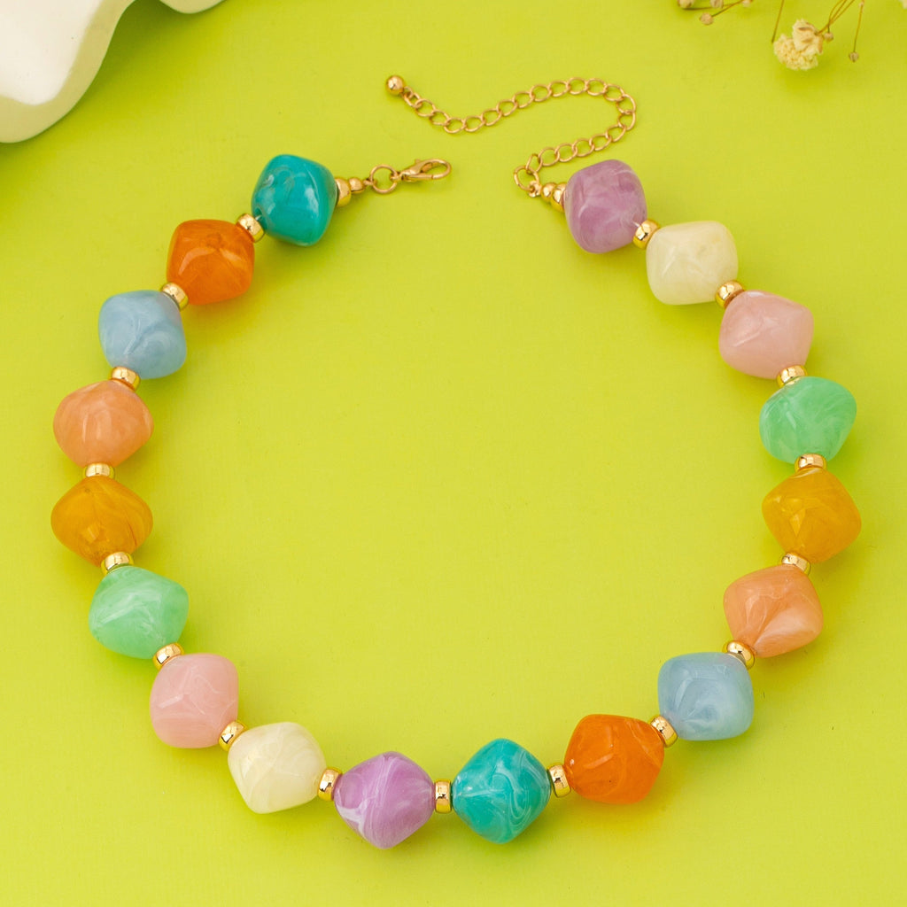 Multicolor Oversized Faceted Pastel Bead Necklace | 80N92990