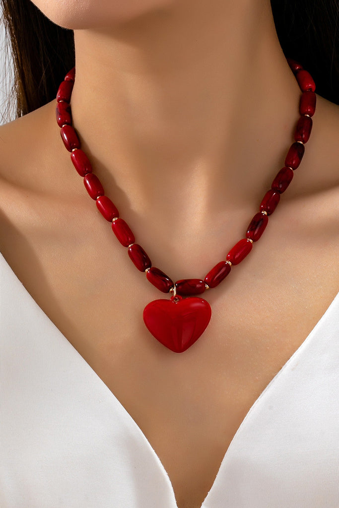 Crimson Heart Beaded Necklace | 80N92992