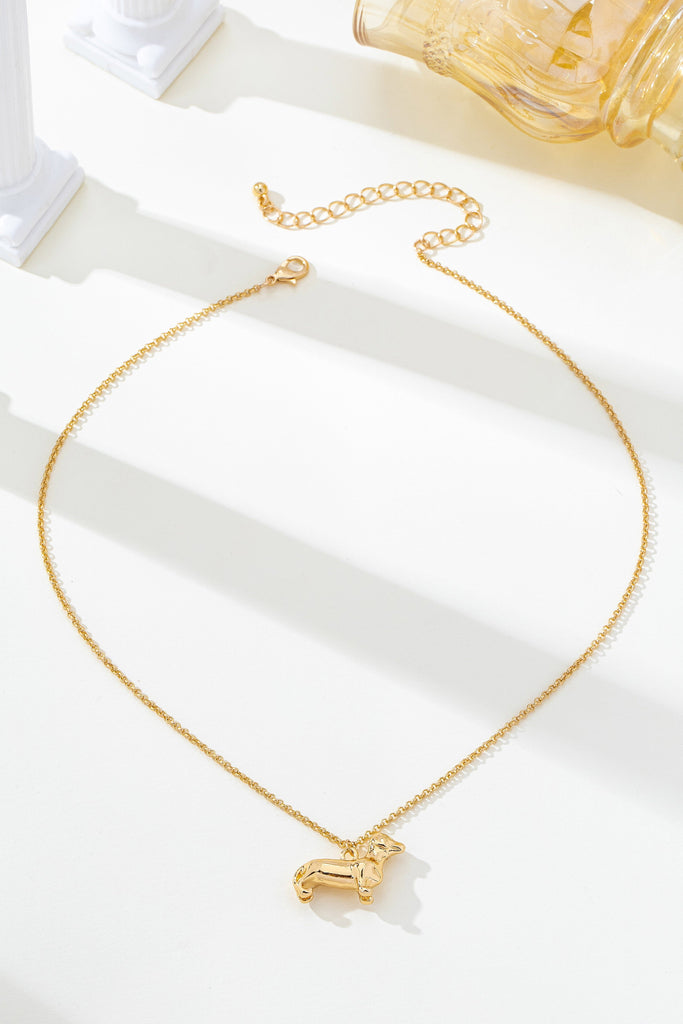 Gold-Tone Dachshund Dog Pendant Necklace | 80N93008