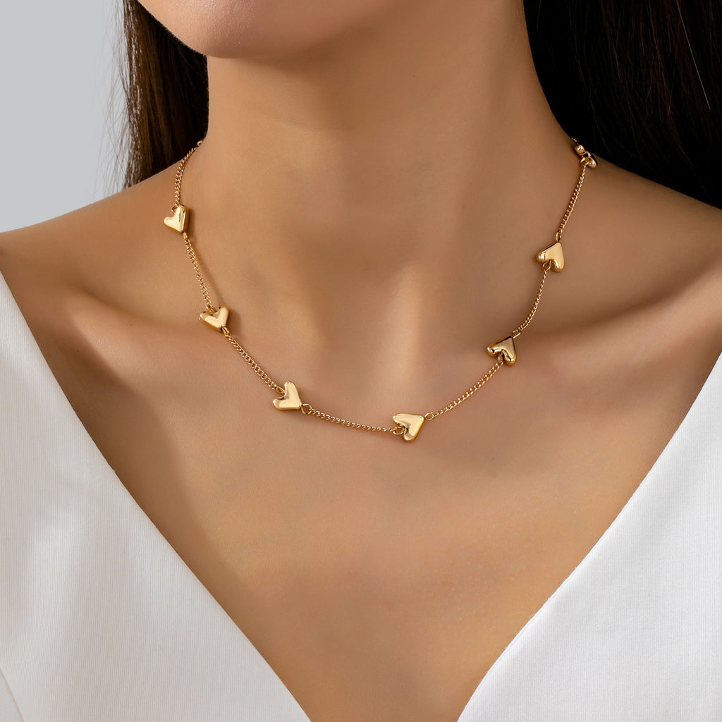 Puffed Heart Station Necklace | 80N93015