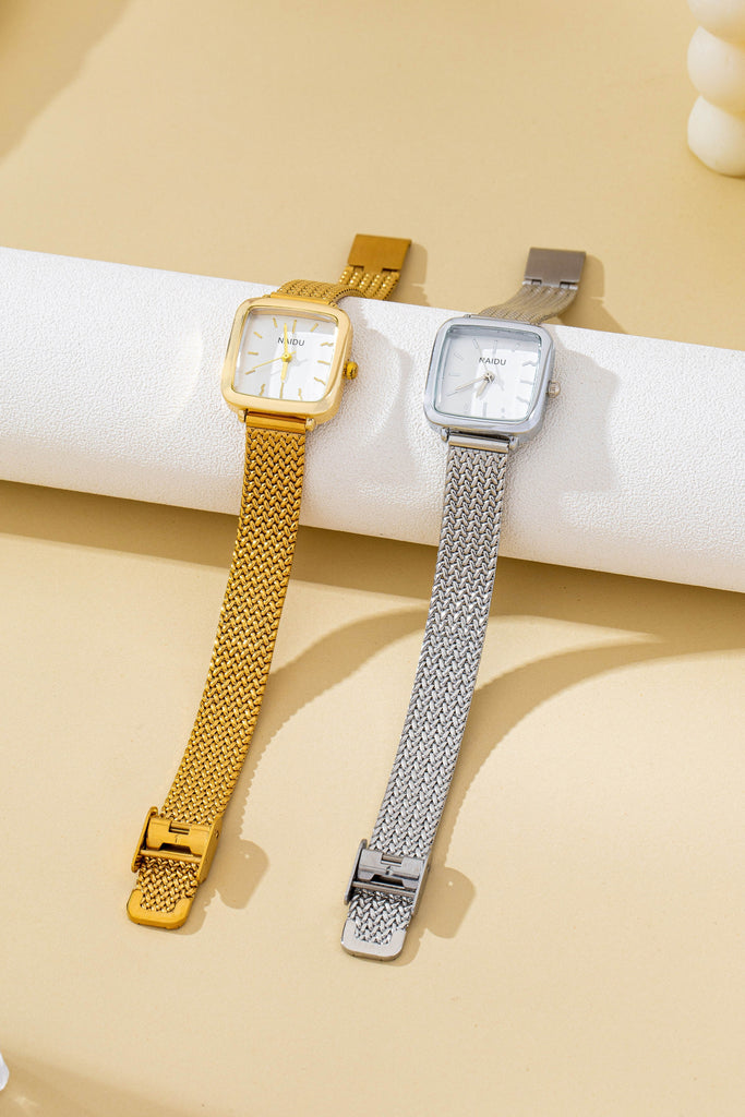 SQUARE FACED MESH BAND BRACELET WATCH | 80W003