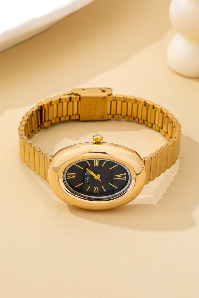 VINTAGE OVAL DIAL TIER METALLIC  BAND BRACELET WATCH | 80W004