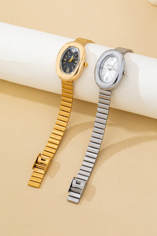 VINTAGE OVAL DIAL TIER METALLIC  BAND BRACELET WATCH | 80W004