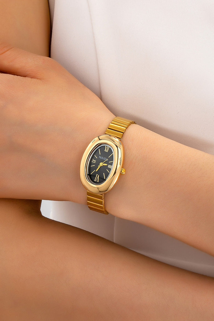 VINTAGE OVAL DIAL TIER METALLIC  BAND BRACELET WATCH | 80W004